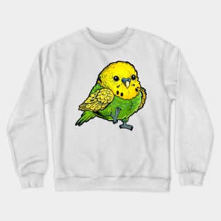 Cute Green Budgie - Birb Orb Chibi Kawaii Cute Cartoon Art Drawing Crewneck Sweatshirt